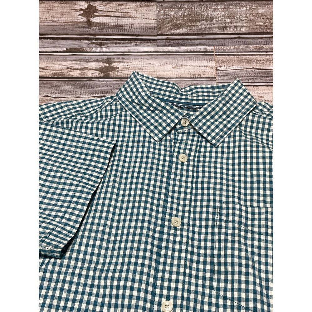 The North Face Men's Short Sleeve Button Up Shirt Green White Medium